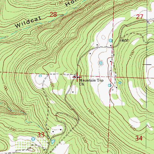 Topographic Map of Mountain Top Church, AR