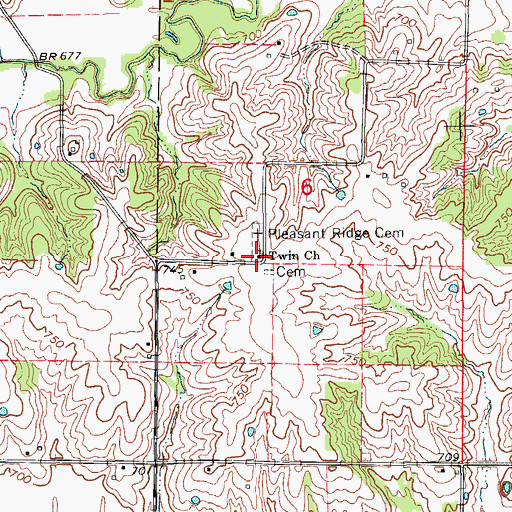 Topographic Map of Twin Church, MO