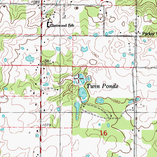 Topographic Map of Twin Ponds, MO