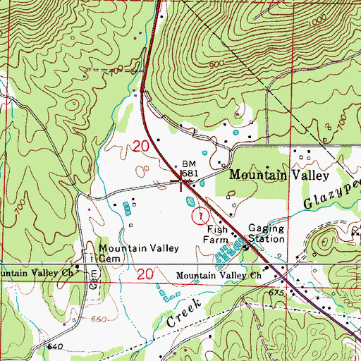 Topographic Map of Mountain Valley, AR