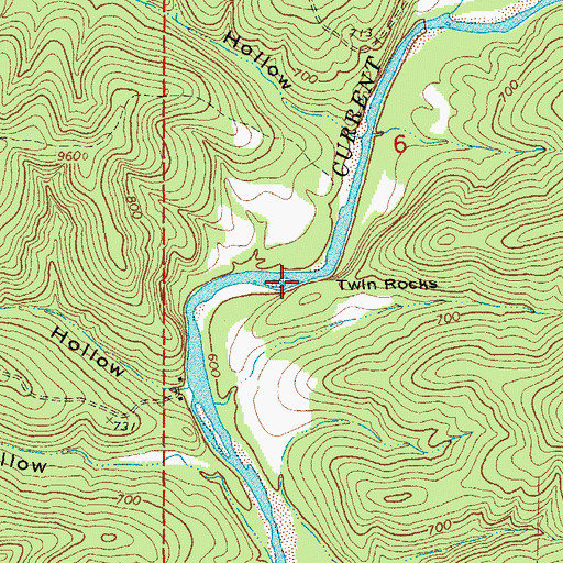 Topographic Map of Twin Rocks, MO