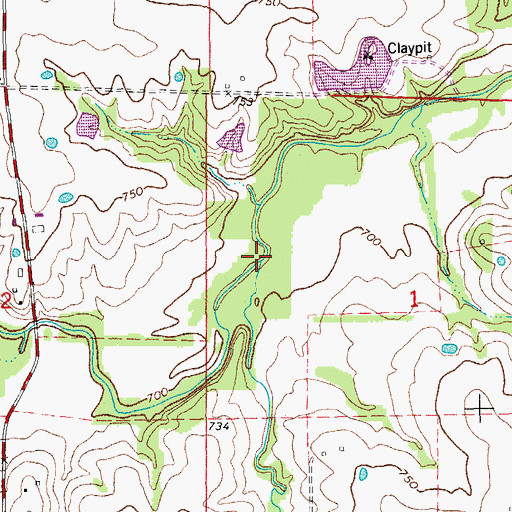 Topographic Map of Twomile Branch, MO