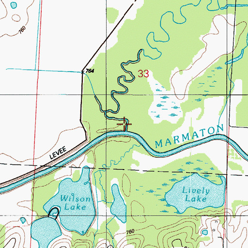 Topographic Map of Twomile Creek, MO