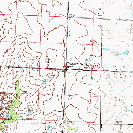 Topographic Map of Tygard School (historical), MO