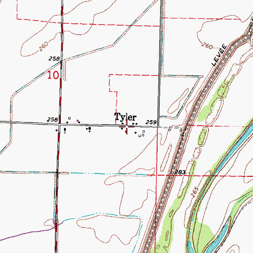 Topographic Map of Tyler, MO