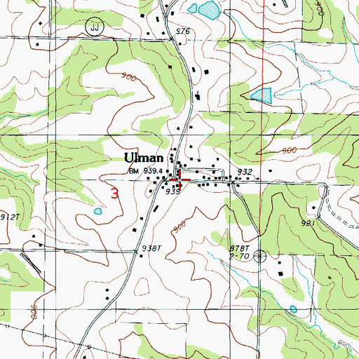 Topographic Map of Ulman, MO