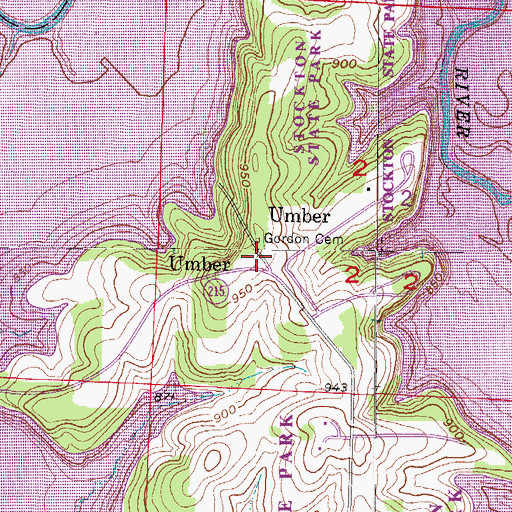 Topographic Map of Umber, MO