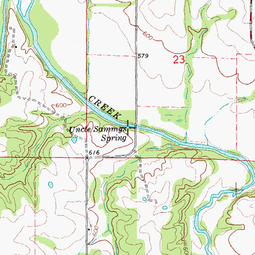 Topographic Map of Uncle Sammys Spring, MO