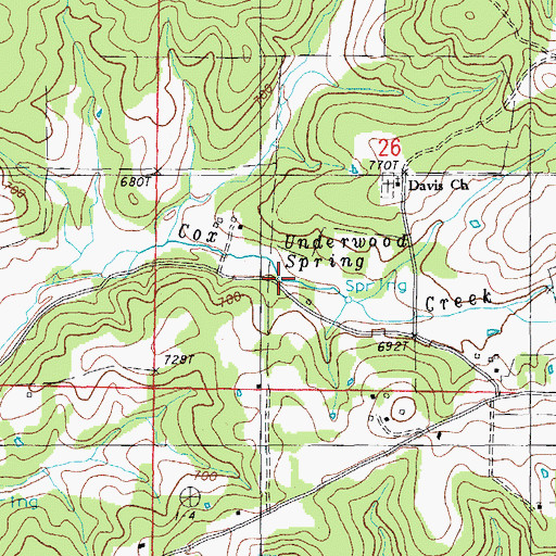 Topographic Map of Underwood Spring, MO