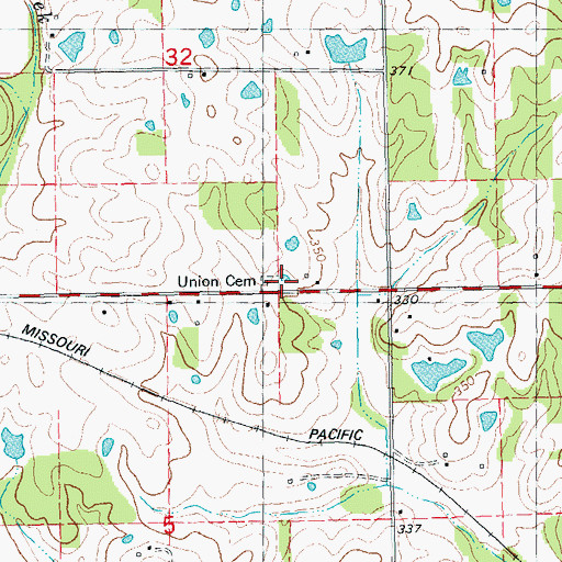 Topographic Map of Union Cemetery, MO