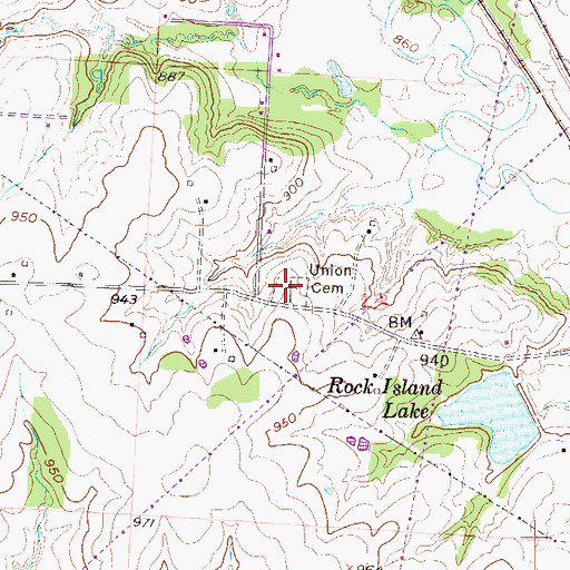 Topographic Map of Union Cemetery, MO