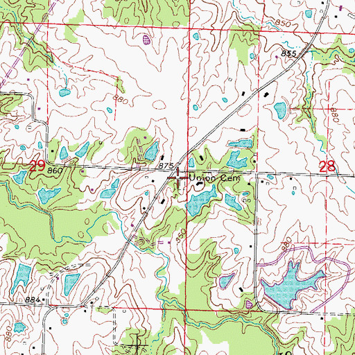 Topographic Map of Union Cemetery, MO