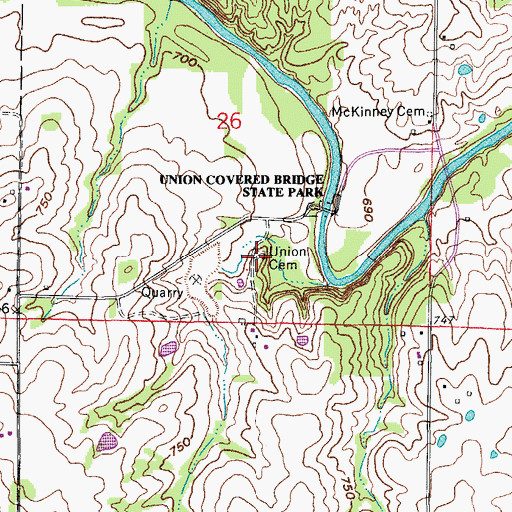Topographic Map of Union Cemetery, MO