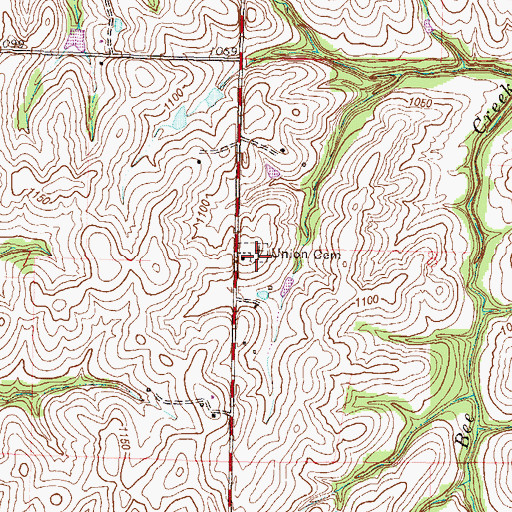 Topographic Map of Union Cemetery, MO