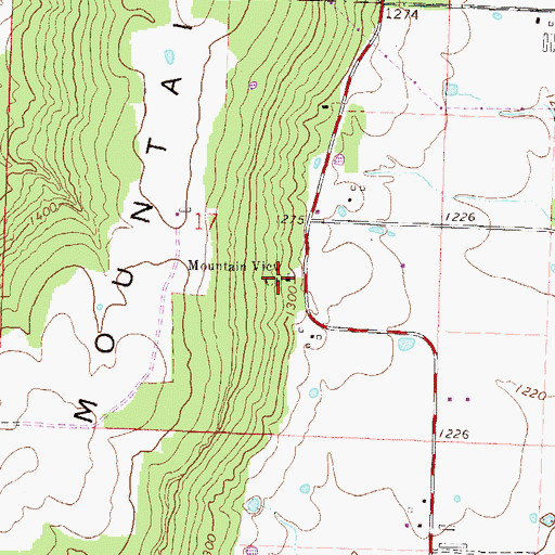 Topographic Map of Mountain View Church, AR