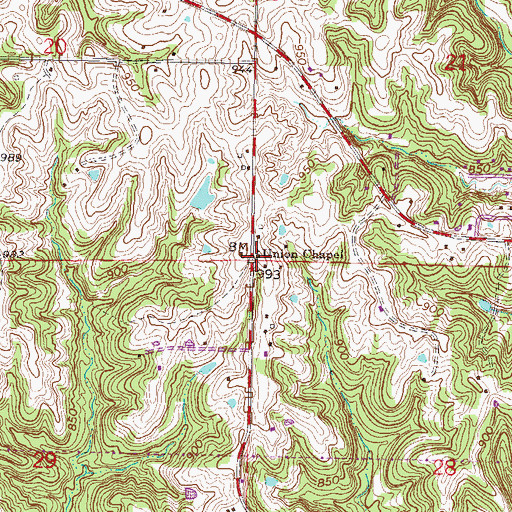 Topographic Map of Union Chapel, MO