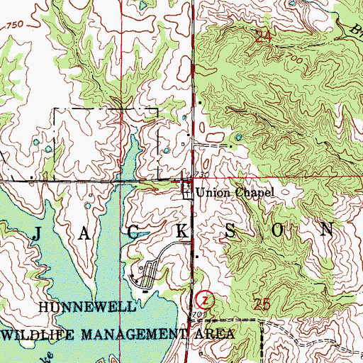 Topographic Map of Union Chapel, MO
