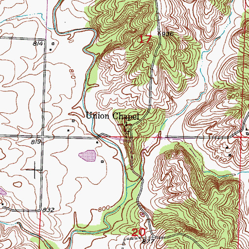 Topographic Map of Union Chapel, MO