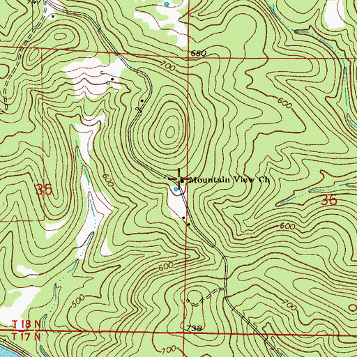 Topographic Map of Mountain View Church, AR