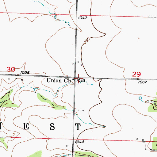Topographic Map of Union Church, MO