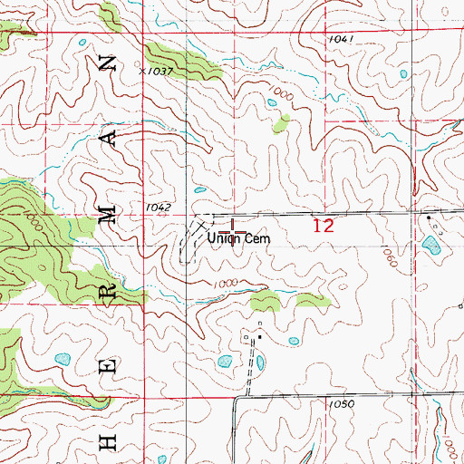 Topographic Map of Union Church (historical), MO