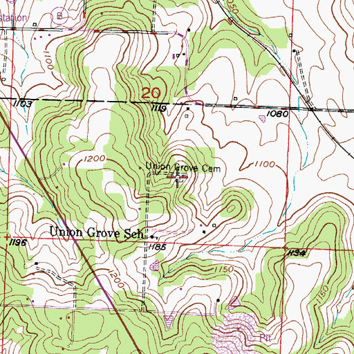 Topographic Map of Union Grove Cemetery, MO