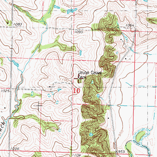 Topographic Map of Union Grove Cemetery, MO
