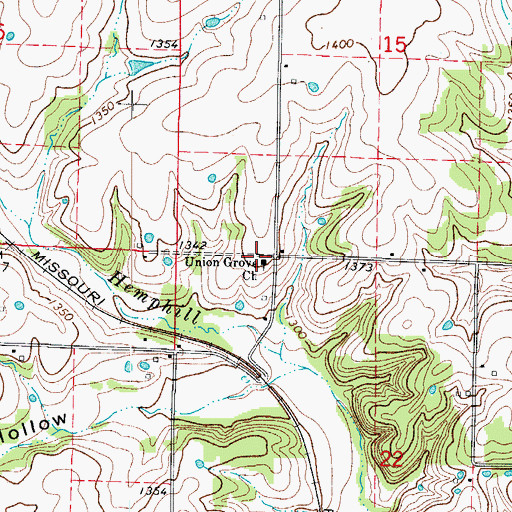 Topographic Map of Union Grove Church, MO