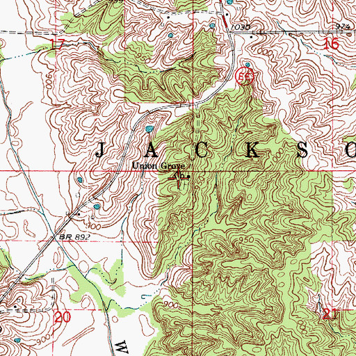 Topographic Map of Union Grove Church, MO