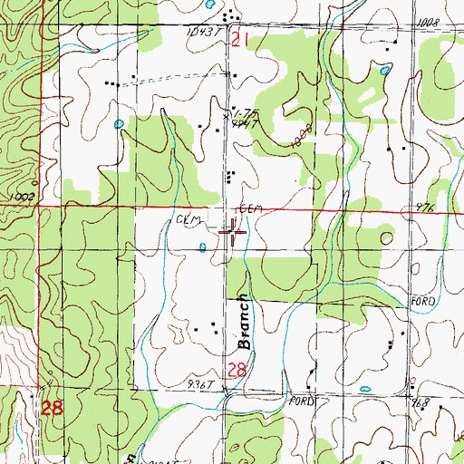 Topographic Map of Union Hill Church, MO