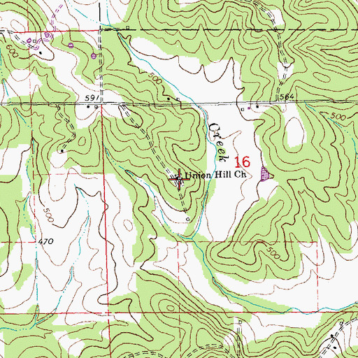 Topographic Map of Union Hill Church, MO