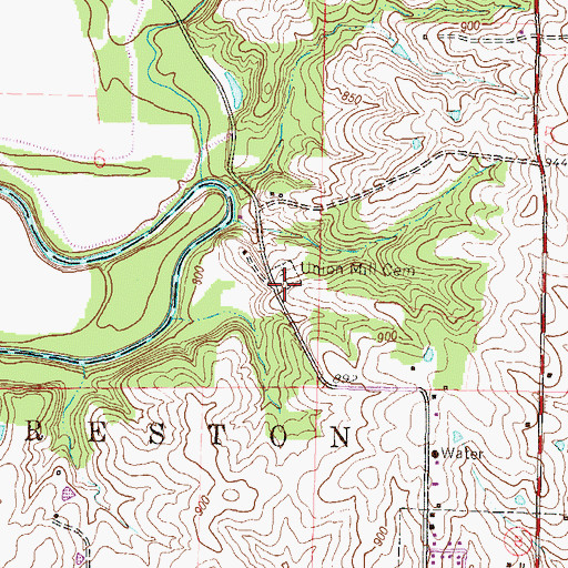 Topographic Map of Union Mill Cemetery, MO