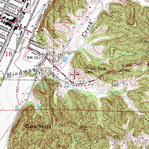Topographic Map of Union Park Cemetery, MO