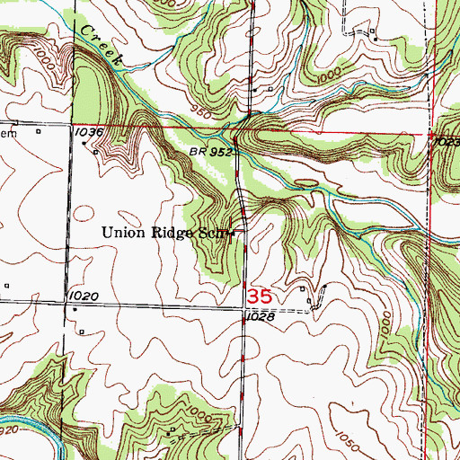 Topographic Map of Union Ridge School, MO