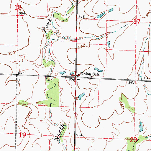Topographic Map of Union School (historical), MO