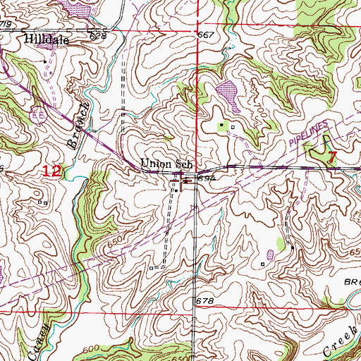 Topographic Map of Union School (historical), MO