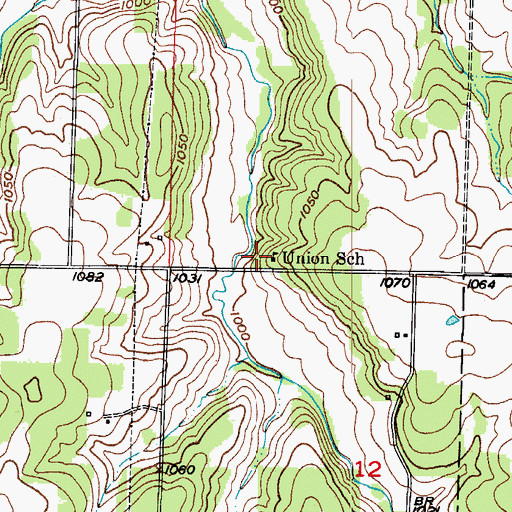 Topographic Map of Union School, MO