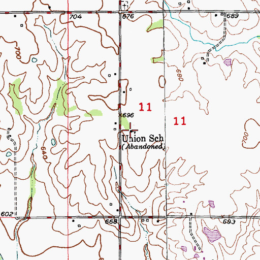 Topographic Map of Union School, MO