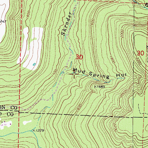 Topographic Map of Mud Spring Hollow, AR