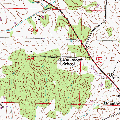 Topographic Map of Uniontown School, MO