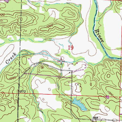 Topographic Map of Muddy Creek, AR