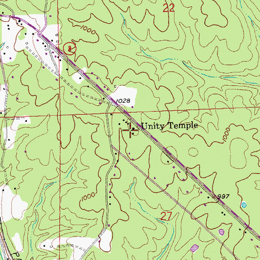 Topographic Map of Unity Southern Baptist Church, MO