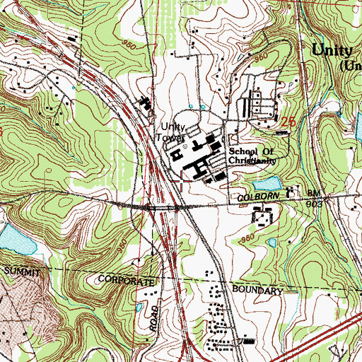 Topographic Map of Unity Tower, MO