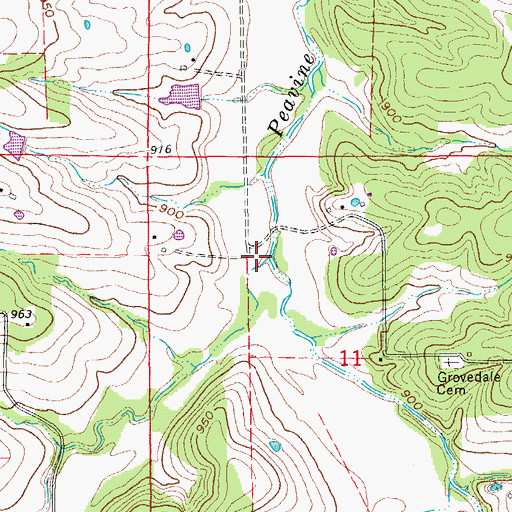 Topographic Map of Upper Peavine Creek, MO