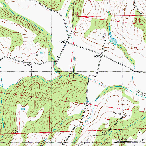 Topographic Map of Upper Sandy Creek, MO