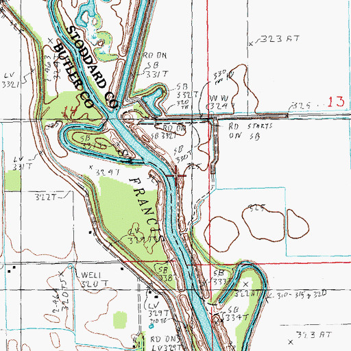 Topographic Map of Upper Shoals, MO