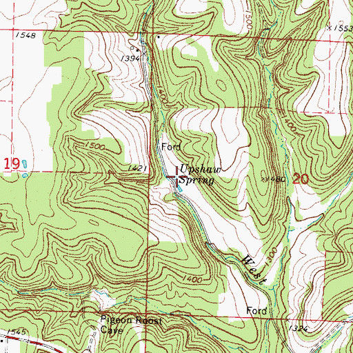 Topographic Map of Upshaw Spring, MO