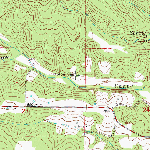 Topographic Map of Upton Cemetery, MO