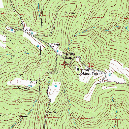 Topographic Map of Muddy Gap, AR