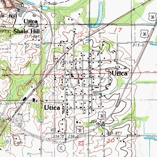 Topographic Map of Utica, MO
